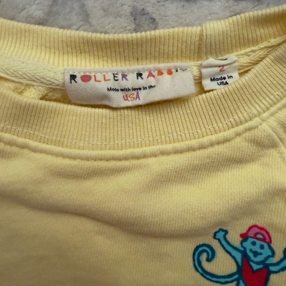 Roller Rabbit Cropped Yellow Sweatshirt - Picture 2 of 3
